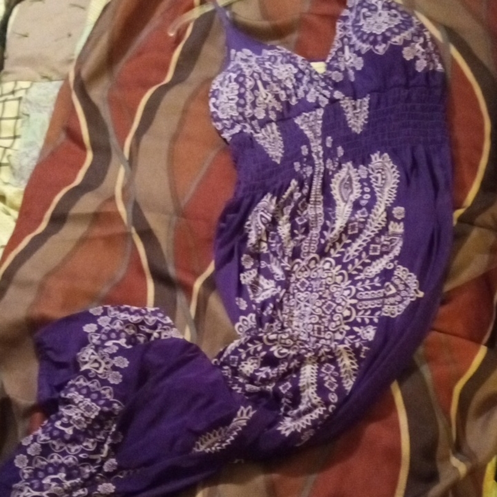Bobbie Brooks Purple Dress with White Pattern